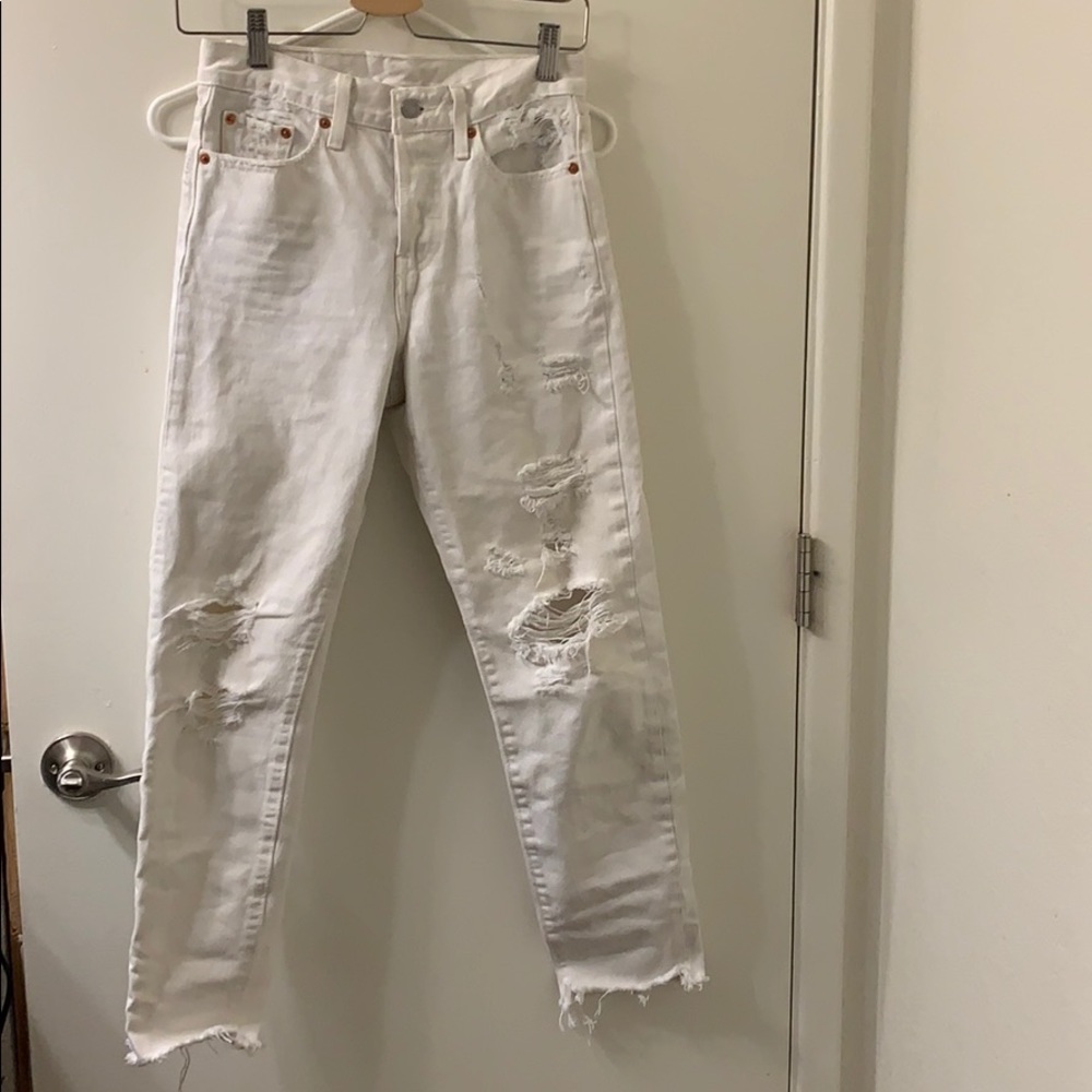 Levi’s white straight jeans